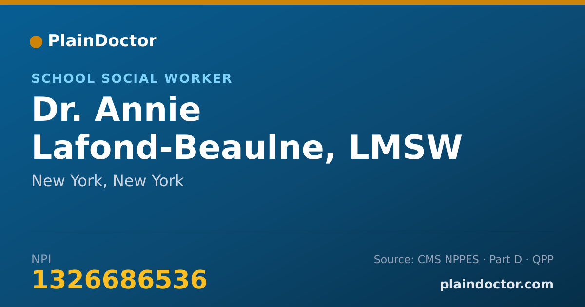 Shareable card for Annie Lafond-Beaulne, LMSW - School Social Worker, New York, NY