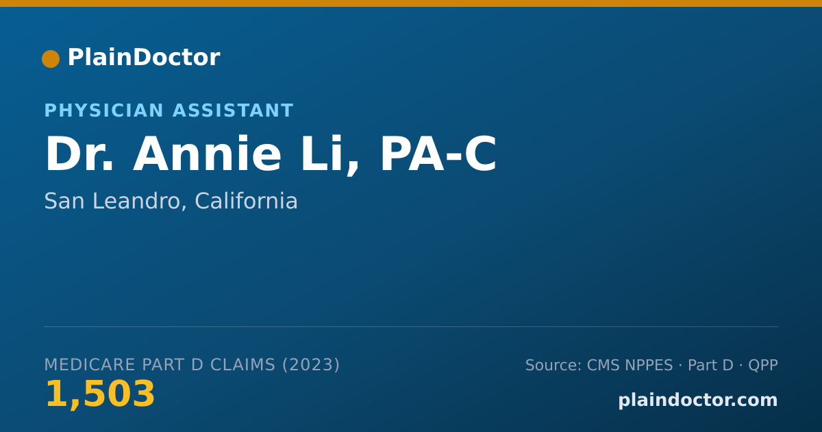 Shareable card for Annie Li, PA-C - Physician Assistant, San Leandro, CA