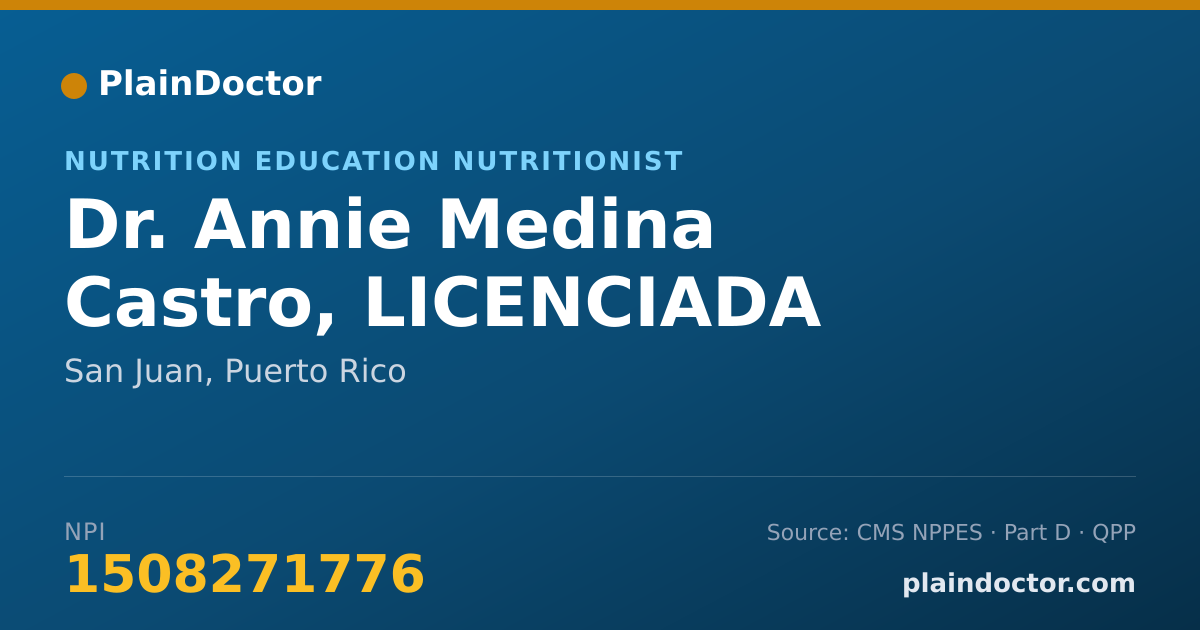 Shareable card for Annie Medina Castro, LICENCIADA - Nutrition Education Nutritionist, San Juan, PR