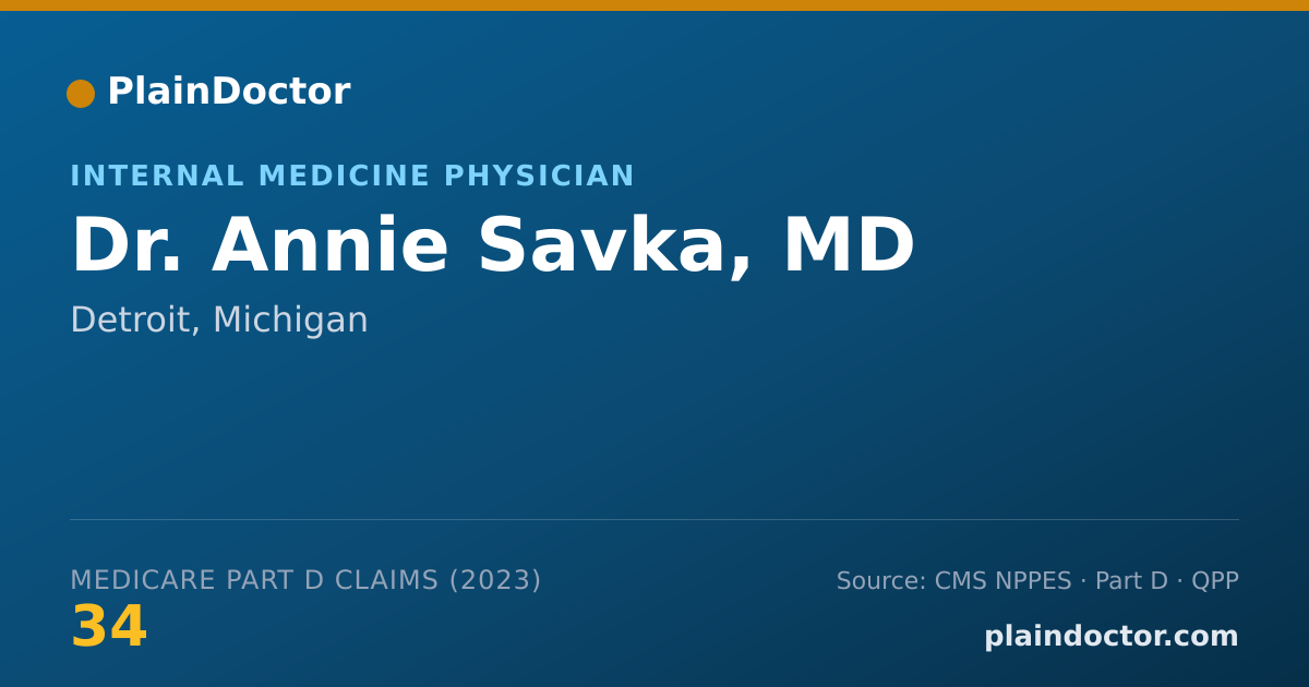 Shareable card for Annie Savka, MD - Internal Medicine Physician, Detroit, MI