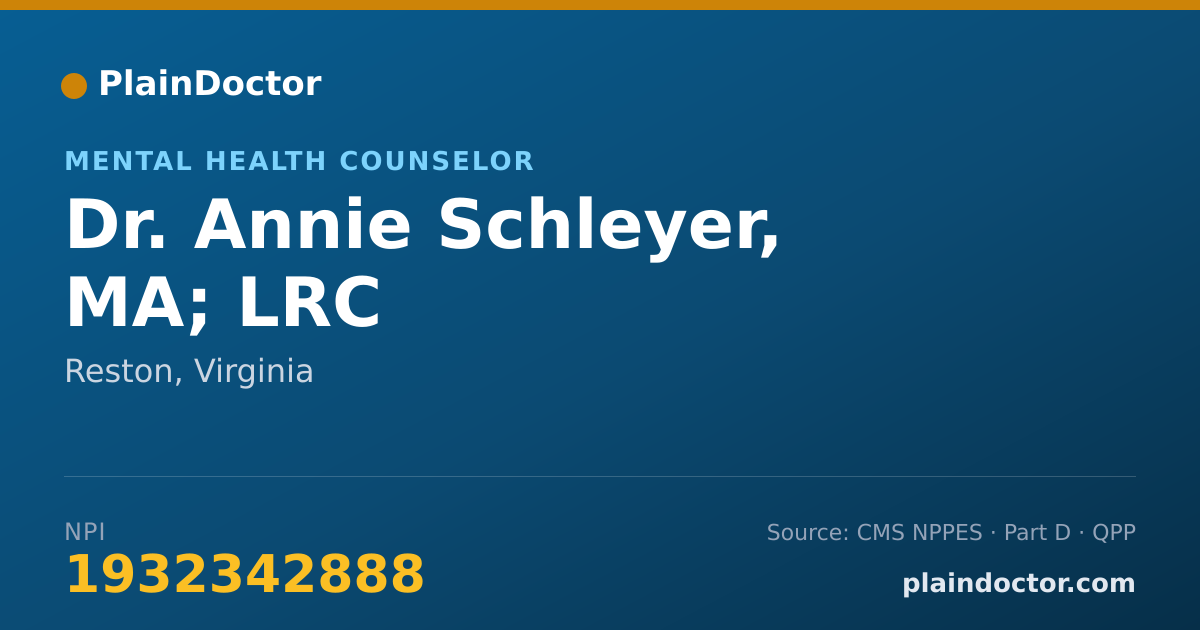 Shareable card for Annie Schleyer, MA; LRC - Mental Health Counselor, Reston, VA