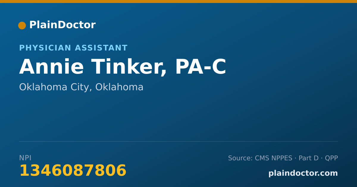Shareable card for Annie Tinker, PA-C - Physician Assistant, Oklahoma City, OK