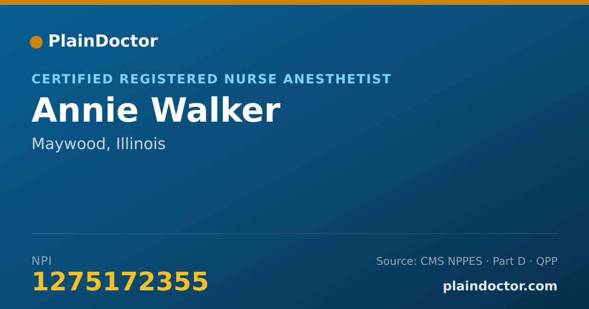 Shareable card for Annie Walker - Certified Registered Nurse Anesthetist, Maywood, IL