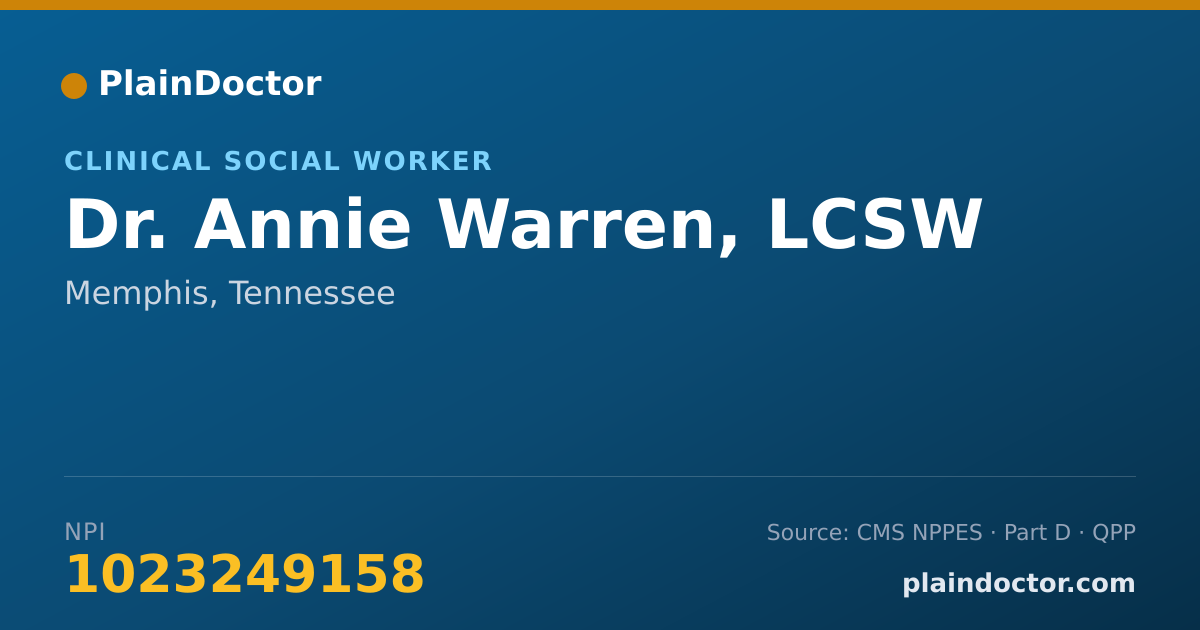 Shareable card for Annie Warren, LCSW - Clinical Social Worker, Memphis, TN