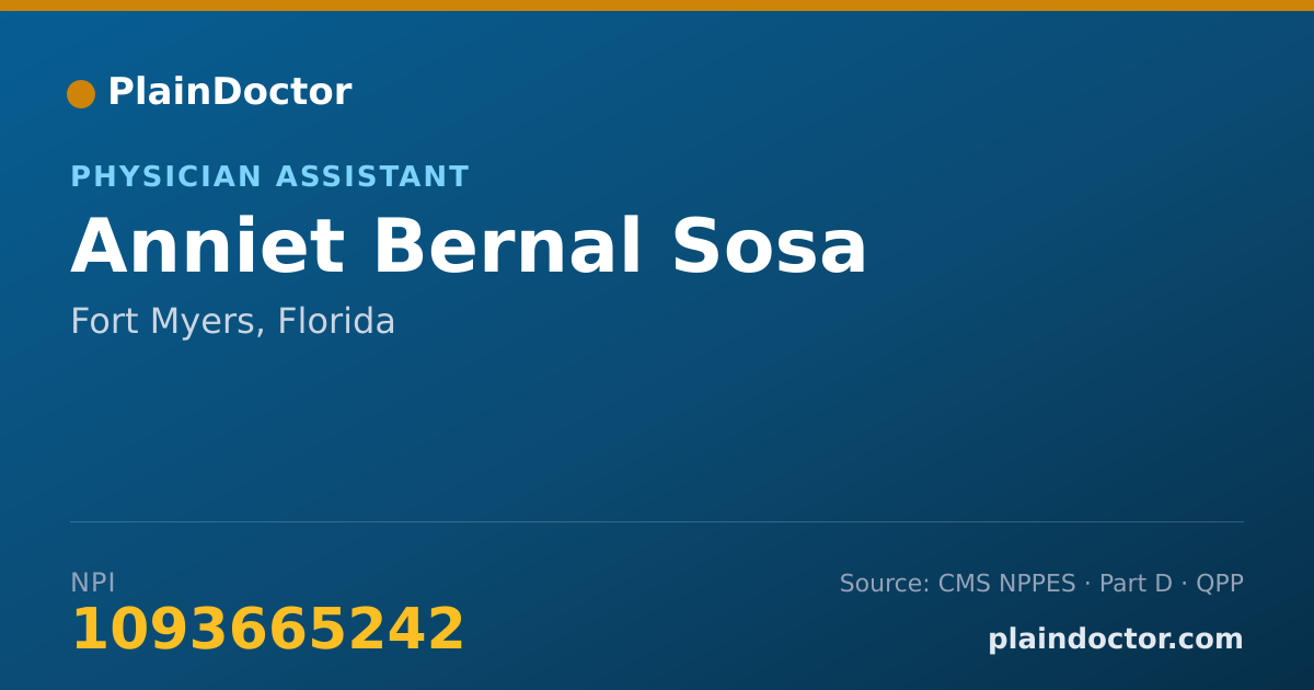Shareable card for Anniet Bernal Sosa - Physician Assistant, Fort Myers, FL
