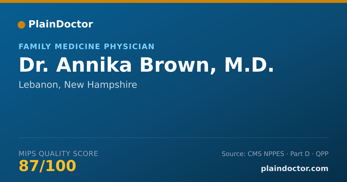 Shareable card for Annika Brown, M.D. - Family Medicine Physician, Lebanon, NH