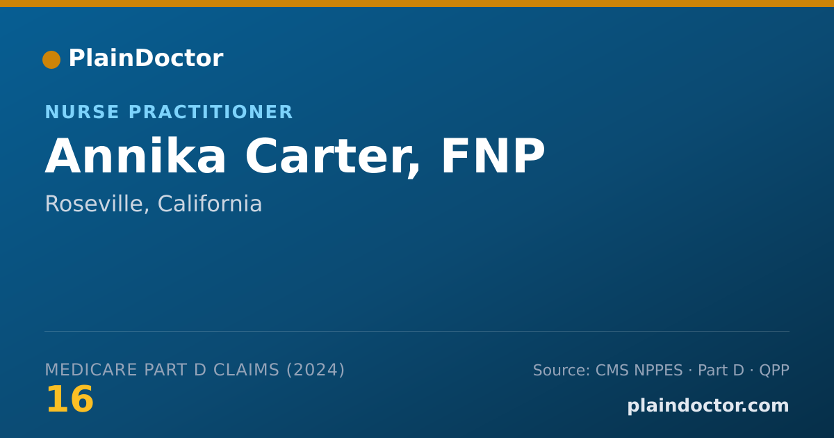 Shareable card for Annika Carter, FNP - Nurse Practitioner, Roseville, CA
