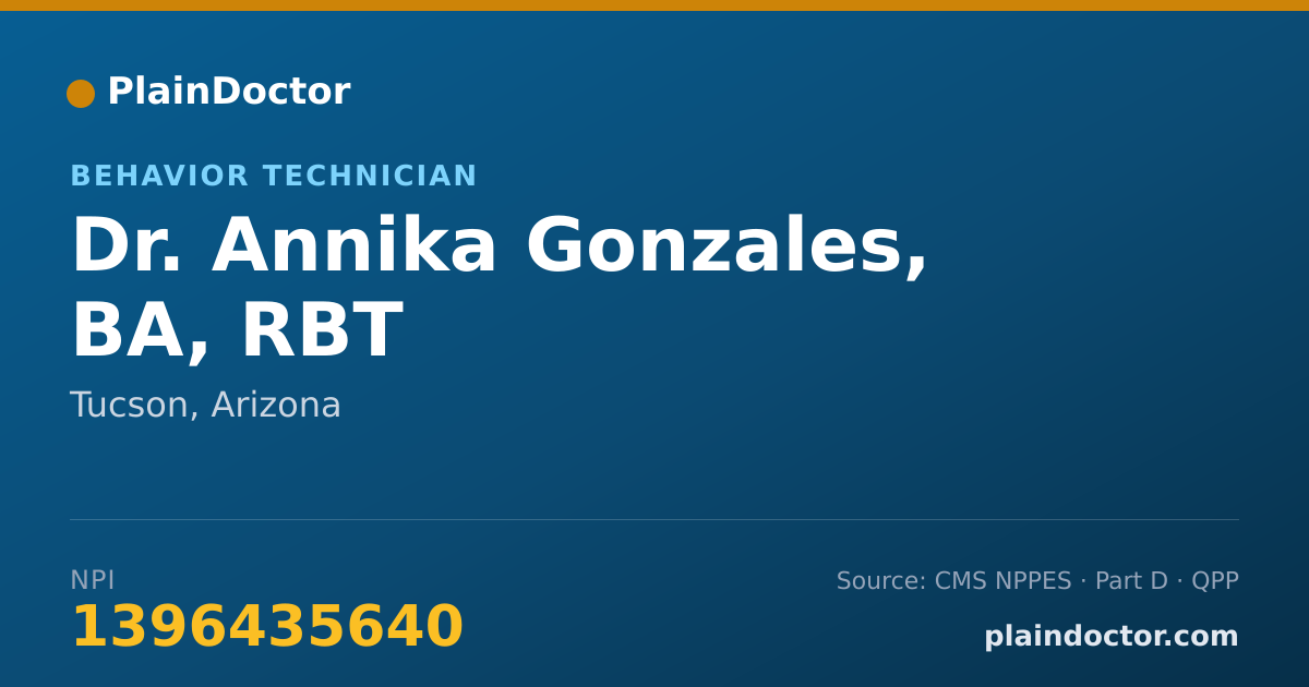 Shareable card for Annika Gonzales, BA, RBT - Behavior Technician, Tucson, AZ
