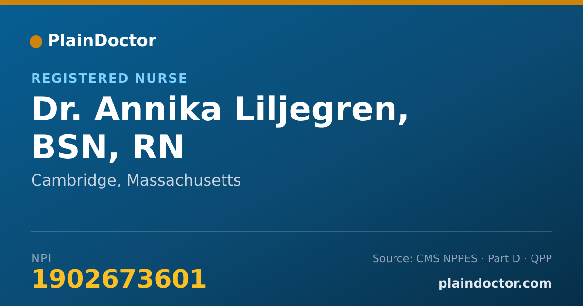Shareable card for Annika Liljegren, BSN, RN - Registered Nurse, Cambridge, MA