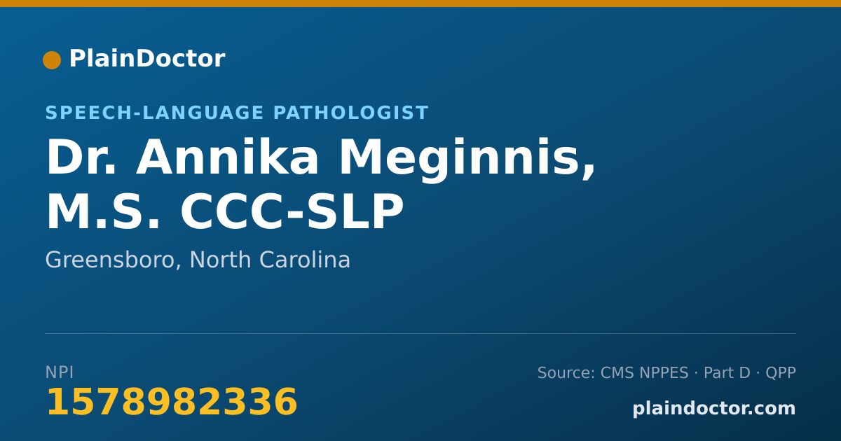 Shareable card for Annika Meginnis, M.S. CCC-SLP - Speech-Language Pathologist, Greensboro, NC