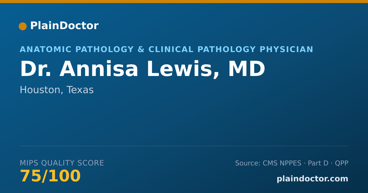 Shareable card for Annisa Lewis, MD - Anatomic Pathology & Clinical Pathology Physician, Houston, TX