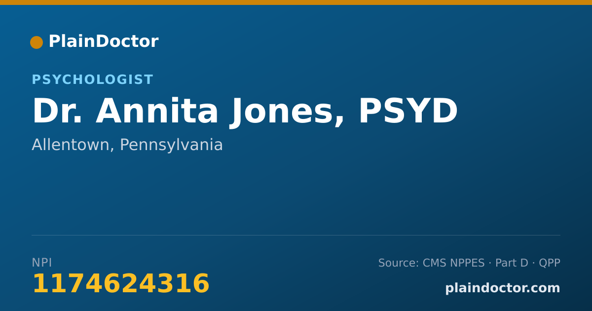 Shareable card for Annita Jones, PSYD - Psychologist, Allentown, PA