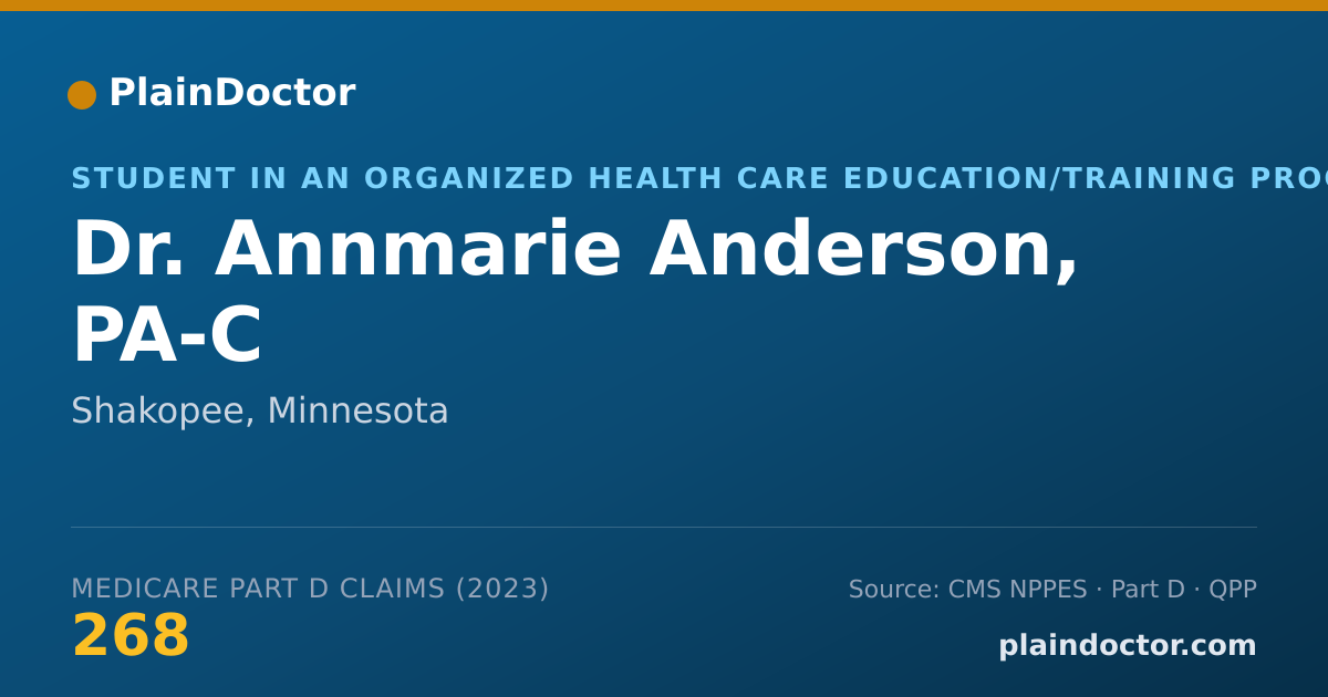 Shareable card for Annmarie Anderson, PA-C - Student in an Organized Health Care Education/Training Program, Shakopee, MN