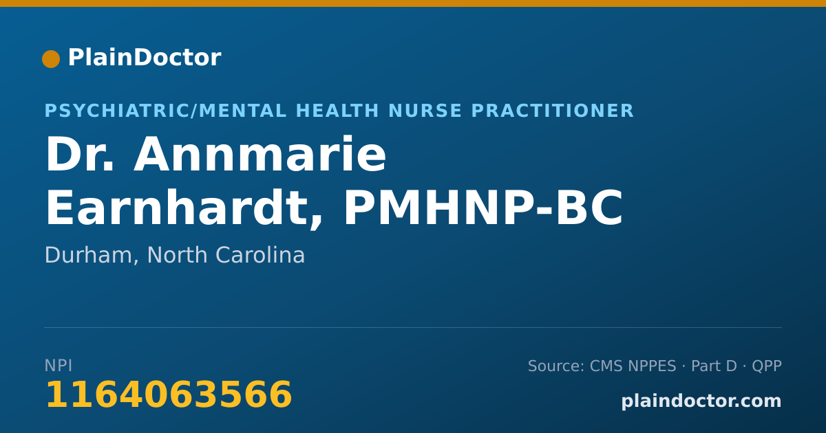 Shareable card for Annmarie Earnhardt, PMHNP-BC - Psychiatric/Mental Health Nurse Practitioner, Durham, NC