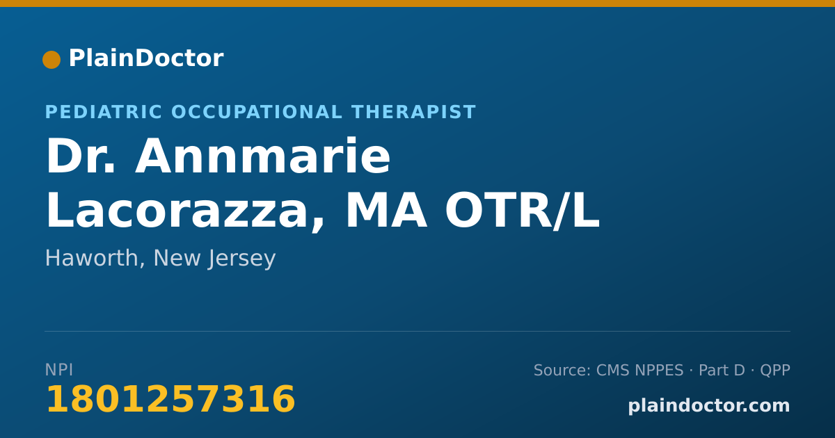 Shareable card for Annmarie Lacorazza, MA OTR/L - Pediatric Occupational Therapist, Haworth, NJ