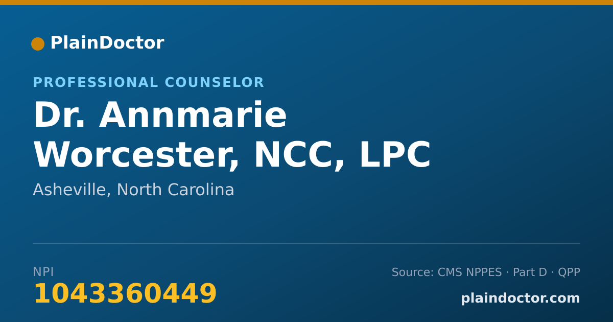 Shareable card for Annmarie Worcester, NCC, LPC - Professional Counselor, Asheville, NC