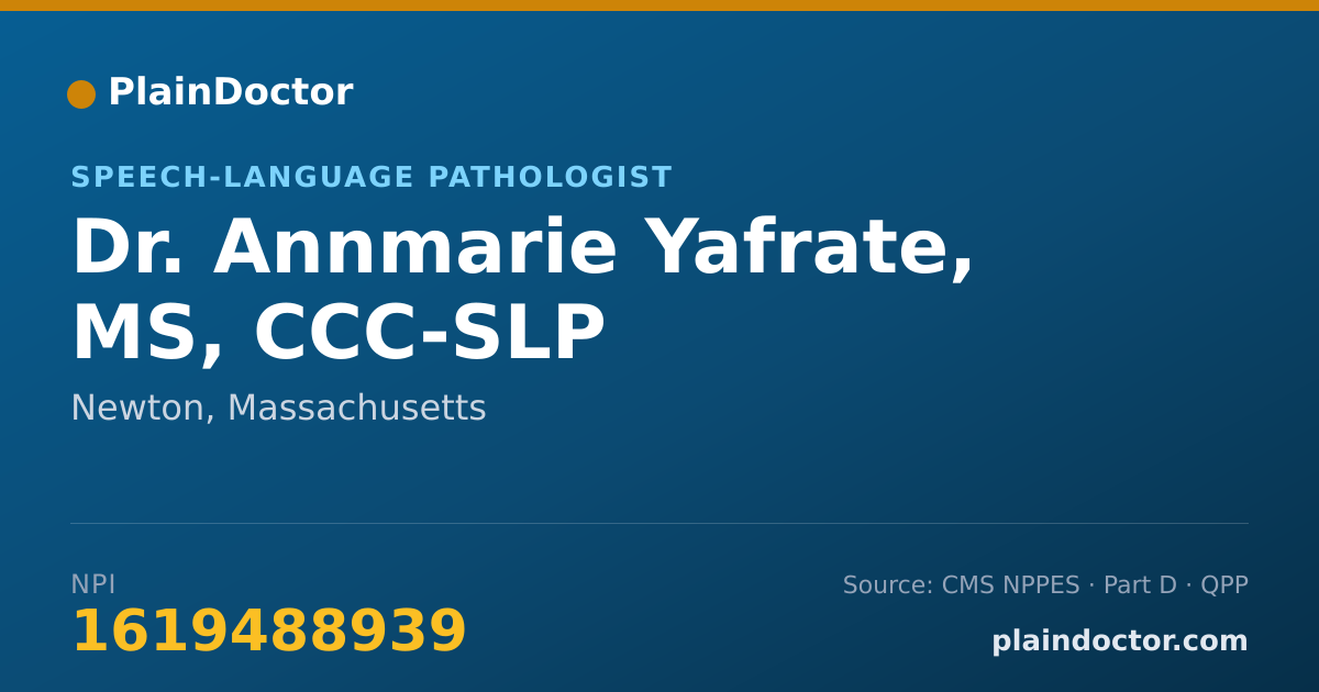 Shareable card for Annmarie Yafrate, MS, CCC-SLP - Speech-Language Pathologist, Newton, MA