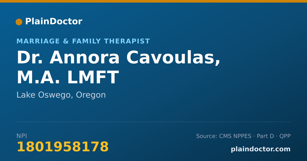 Shareable card for Annora Cavoulas, M.A. LMFT - Marriage & Family Therapist, Lake Oswego, OR