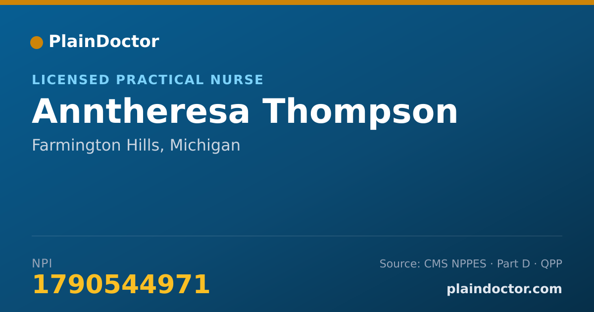 Shareable card for Anntheresa Thompson - Licensed Practical Nurse, Farmington Hills, MI