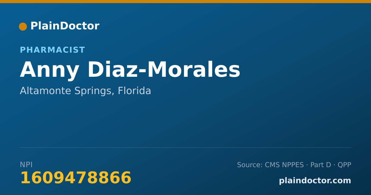 Shareable card for Anny Diaz-Morales - Pharmacist, Altamonte Springs, FL