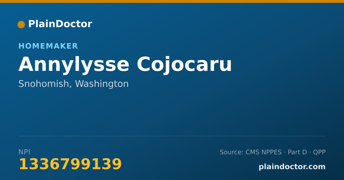 Shareable card for Annylysse Cojocaru - Homemaker, Snohomish, WA