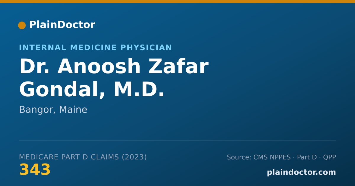 Shareable card for Anoosh Zafar Gondal, M.D. - Internal Medicine Physician, Bangor, ME