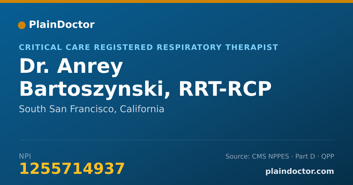 Shareable card for Anrey Bartoszynski, RRT-RCP - Critical Care Registered Respiratory Therapist, South San Francisco, CA