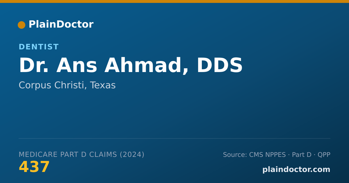 Shareable card for Ans Ahmad, DDS - Dentist, Corpus Christi, TX