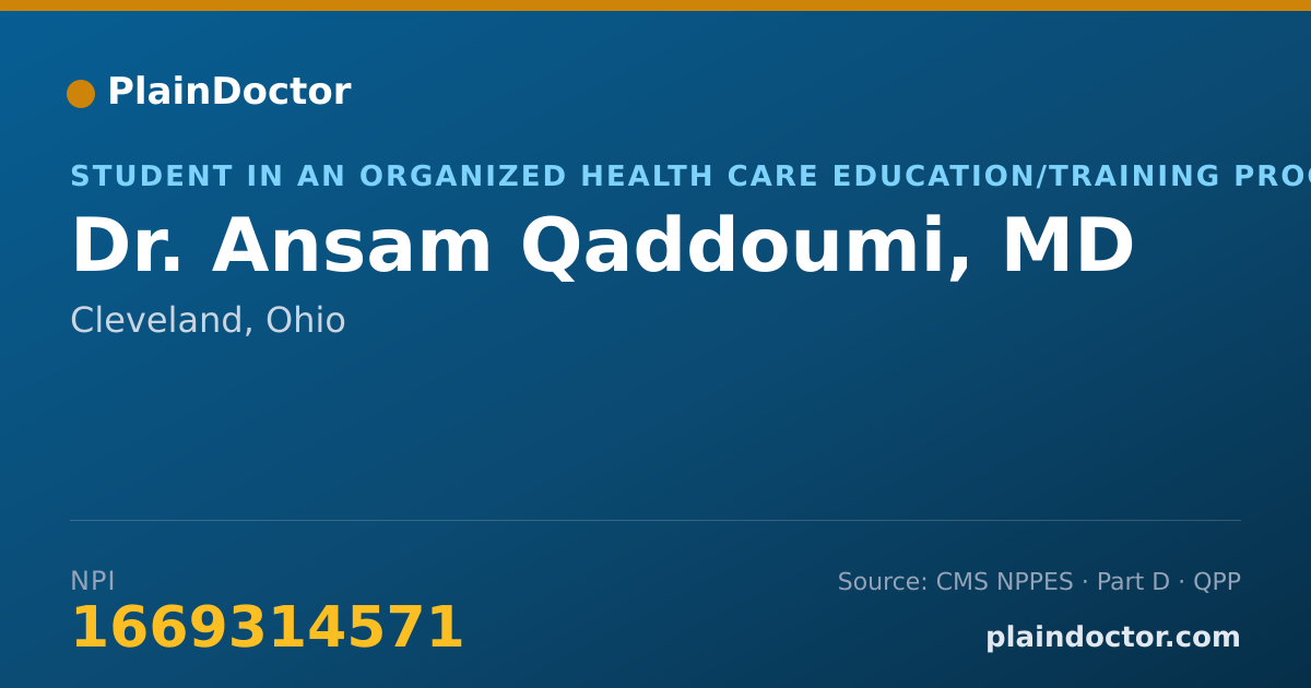 Shareable card for Ansam Qaddoumi, MD - Student in an Organized Health Care Education/Training Program, Cleveland, OH