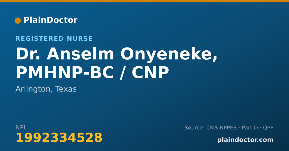Shareable card for Anselm Onyeneke, PMHNP-BC / CNP - Registered Nurse, Arlington, TX