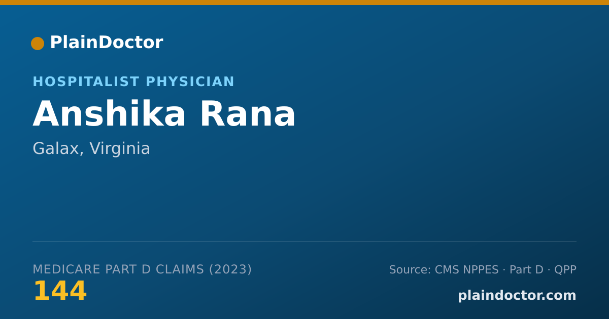 Shareable card for Anshika Rana - Hospitalist Physician, Galax, VA