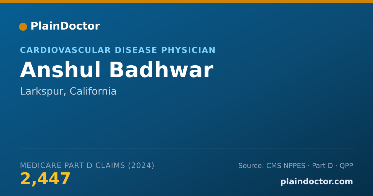 Shareable card for Anshul Badhwar - Cardiovascular Disease Physician, Larkspur, CA