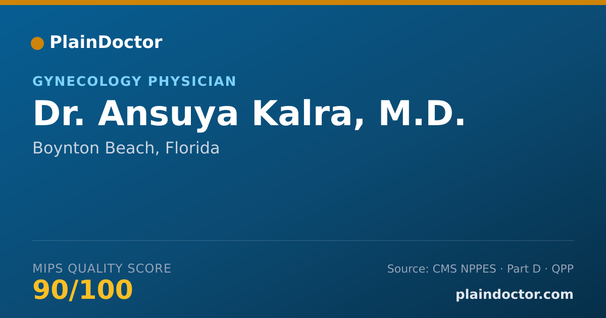 Shareable card for Ansuya Kalra, M.D. - Gynecology Physician, Boynton Beach, FL