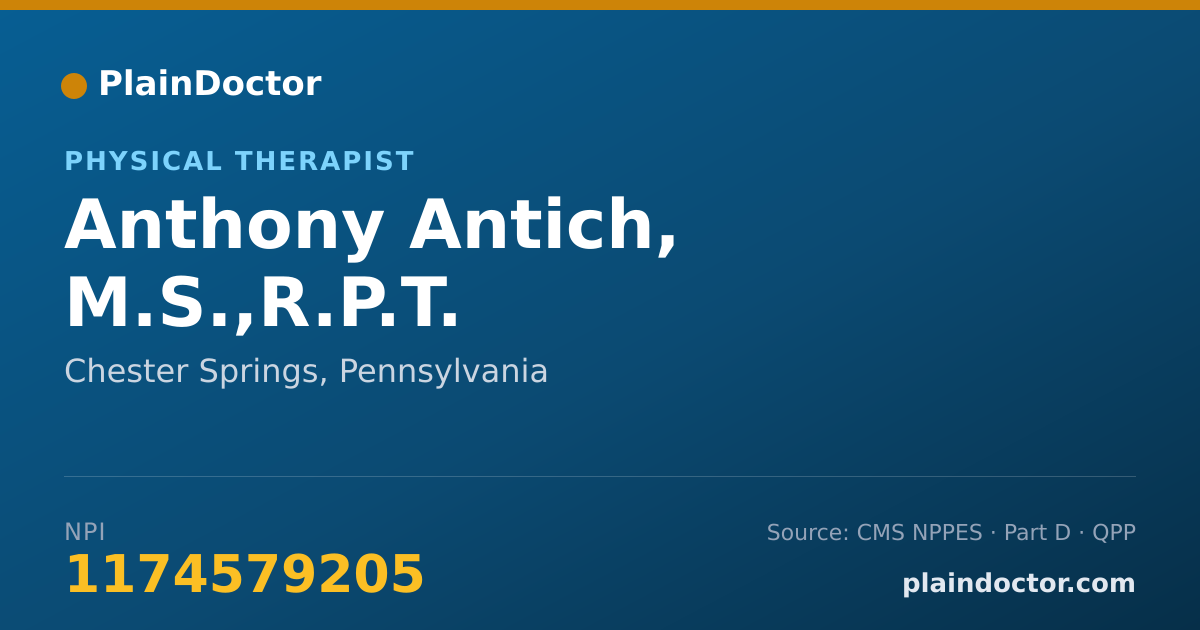 Shareable card for Anthony Antich, M.S.,R.P.T. - Specialist, Chester Springs, PA