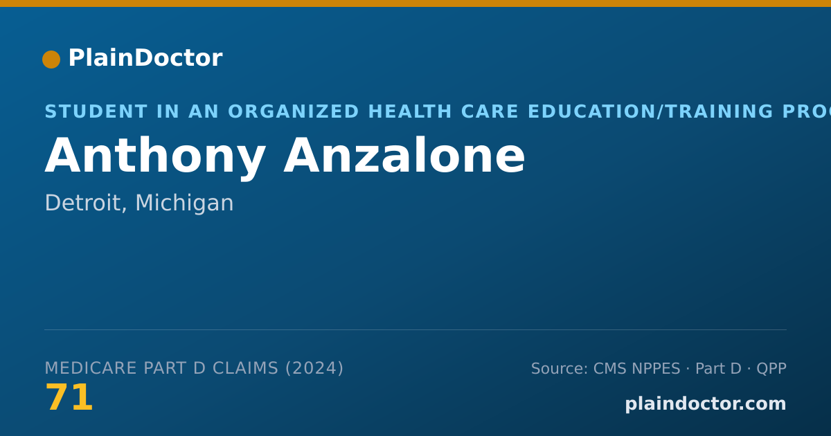 Shareable card for Anthony Anzalone - Student in an Organized Health Care Education/Training Program, Detroit, MI