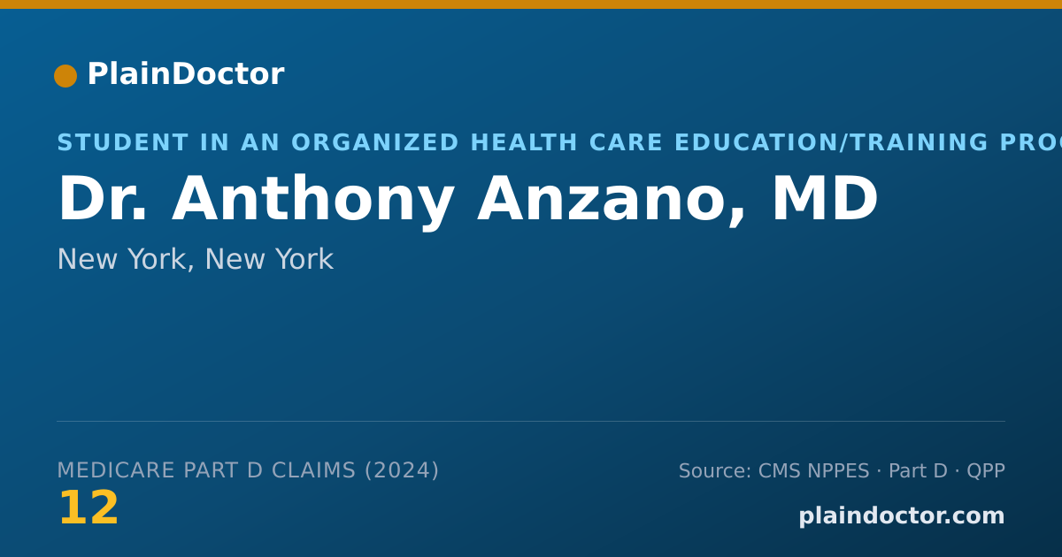 Shareable card for Anthony Anzano, MD - Student in an Organized Health Care Education/Training Program, New York, NY