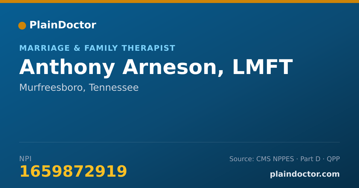 Shareable card for Anthony Arneson, LMFT - Marriage & Family Therapist, Murfreesboro, TN