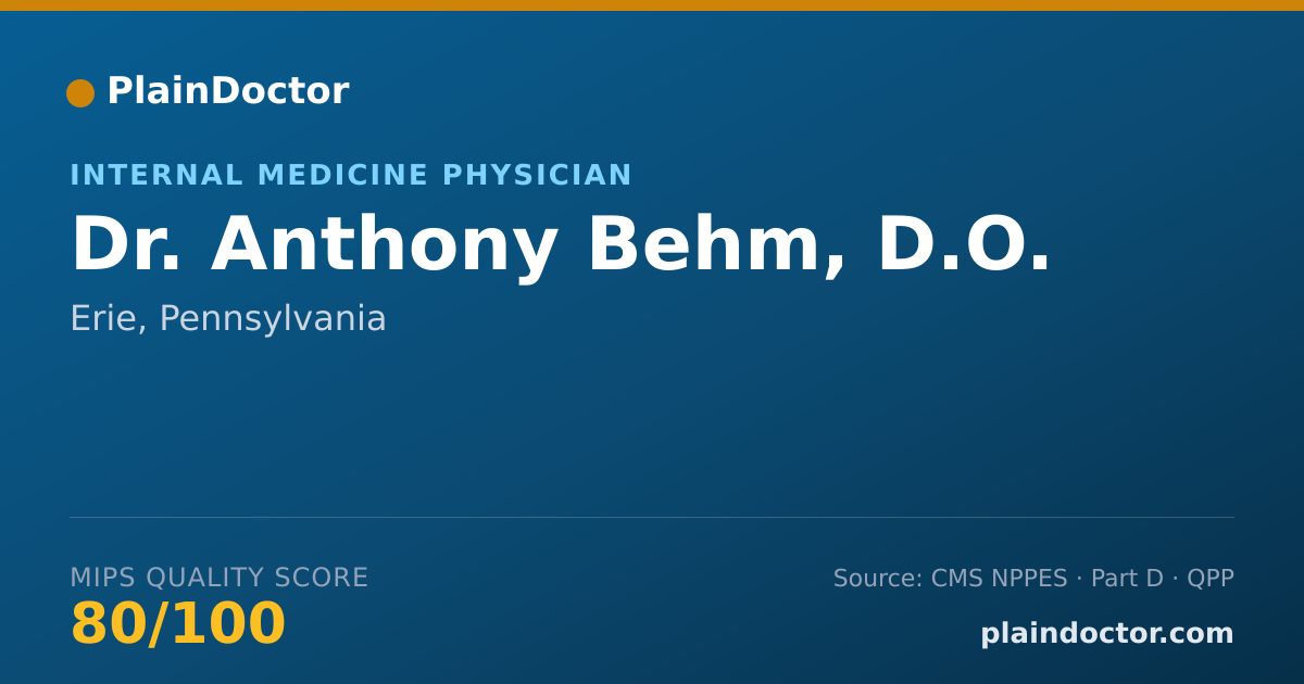 Shareable card for Anthony Behm, D.O. - Internal Medicine Physician, Erie, PA