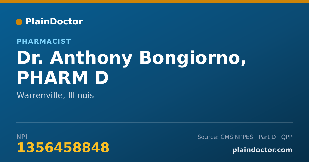 Shareable card for Anthony Bongiorno, PHARM D - Pharmacist, Warrenville, IL