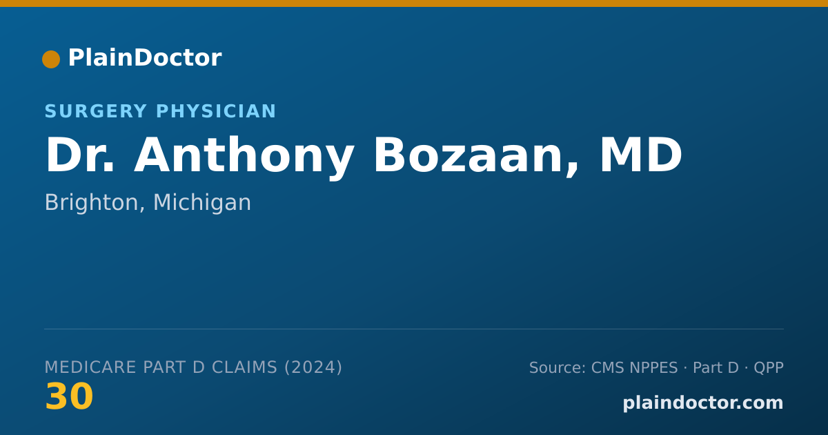 Shareable card for Anthony Bozaan, MD - Surgery Physician, Brighton, MI