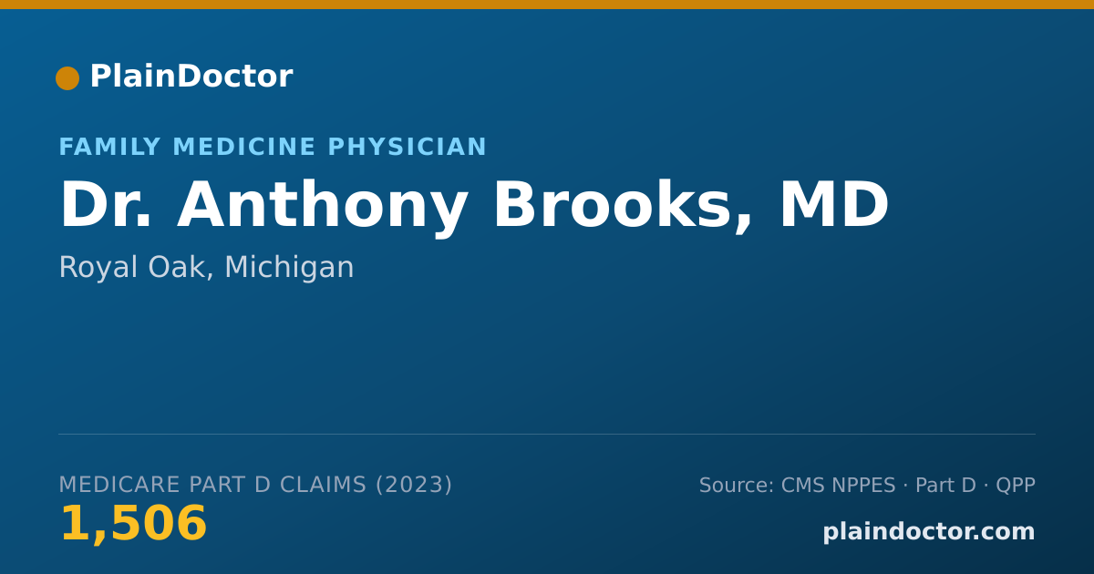 Shareable card for Anthony Brooks, MD - Family Medicine Physician, Royal Oak, MI