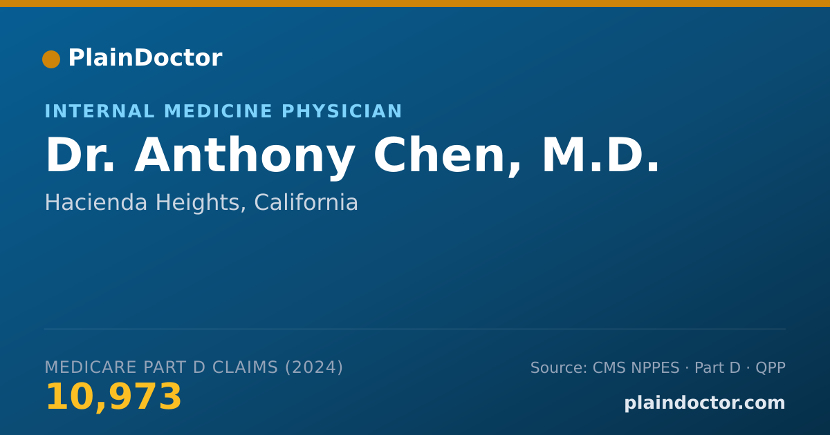 Shareable card for Anthony Chen, M.D. - Internal Medicine Physician, Hacienda Heights, CA