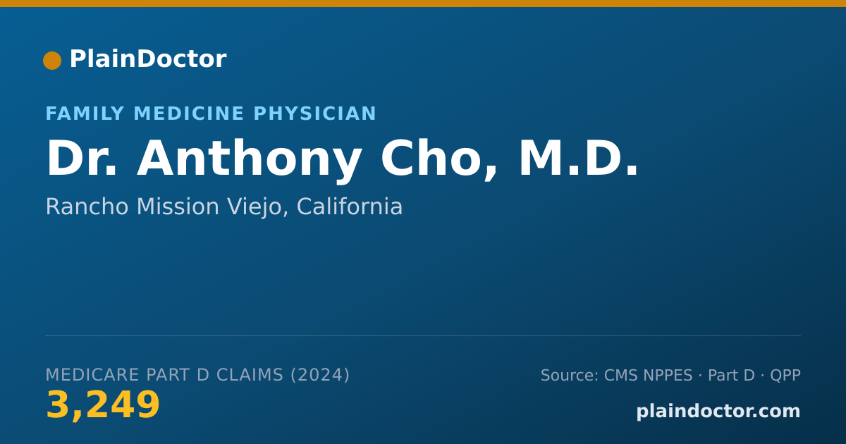 Shareable card for Anthony Cho, M.D. - Family Medicine Physician, Rancho Mission Viejo, CA