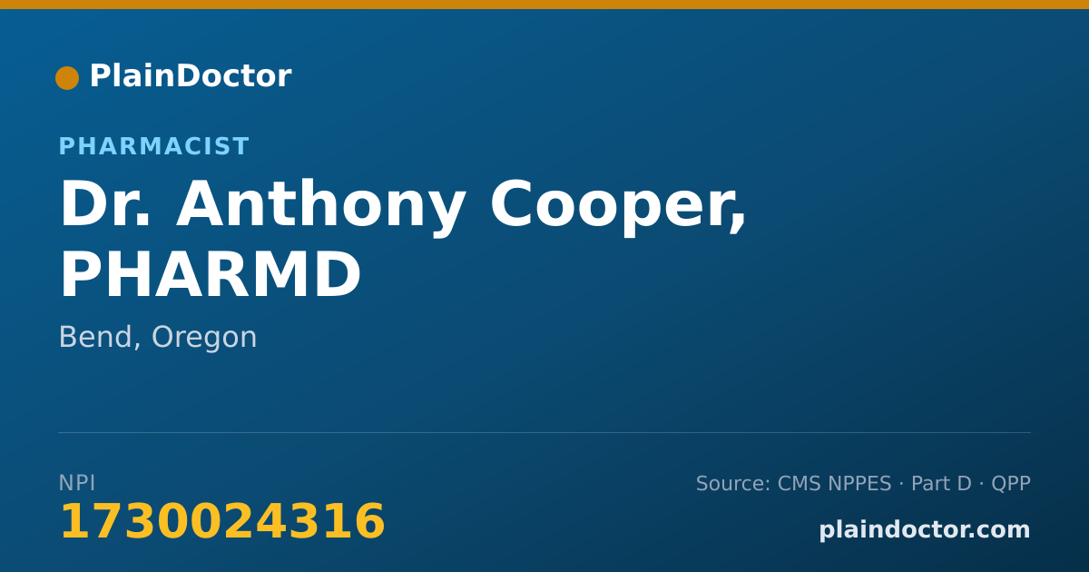 Shareable card for Anthony Cooper, PHARMD - Pharmacist, Bend, OR