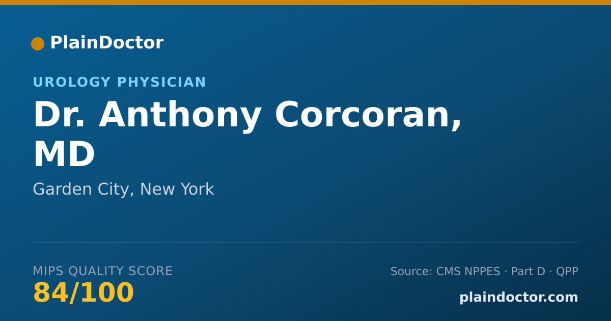 Shareable card for Anthony Corcoran, MD - Urology Physician, Garden City, NY