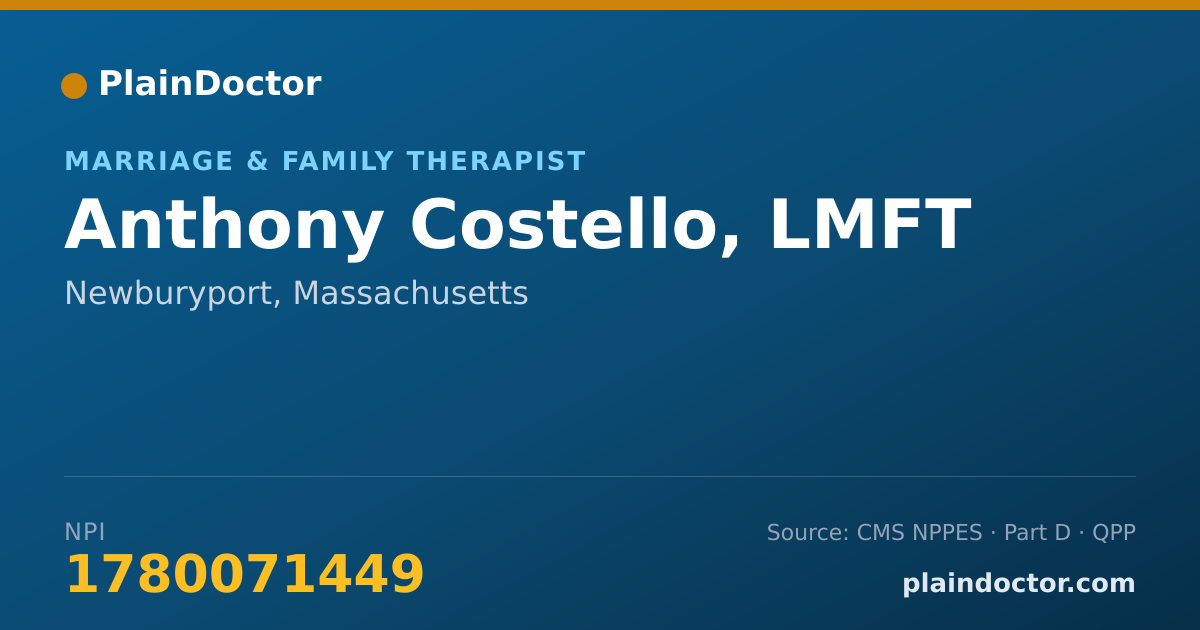 Shareable card for Anthony Costello, LMFT - Marriage & Family Therapist, Newburyport, MA