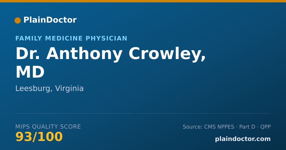 Shareable card for Anthony Crowley, MD - Family Medicine Physician, Leesburg, VA