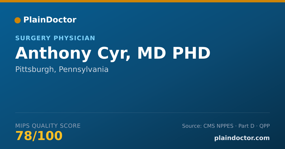 Shareable card for Anthony Cyr, MD PHD - Surgery Physician, Pittsburgh, PA