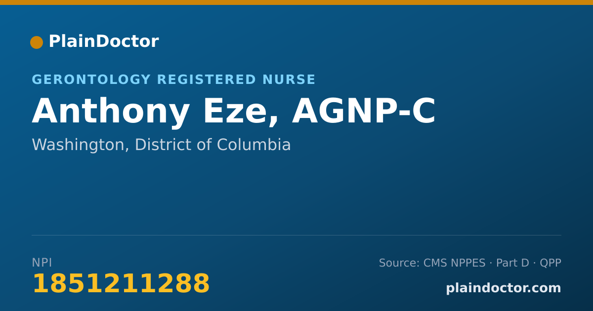 Shareable card for Anthony Eze, AGNP-C - Gerontology Registered Nurse, Washington, DC