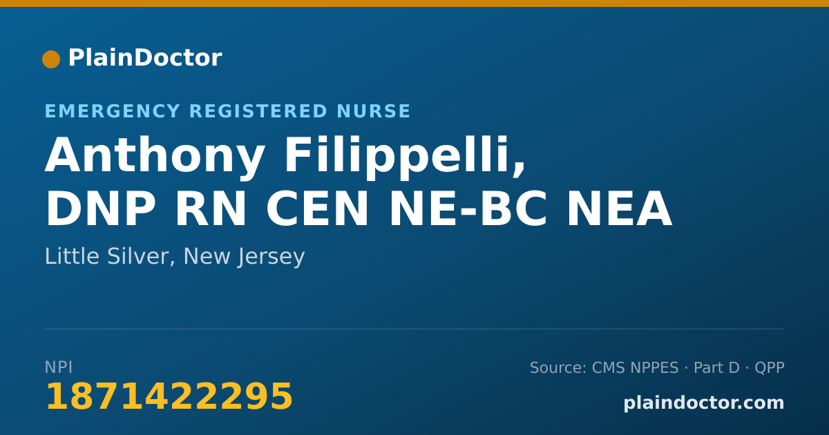 Shareable card for Anthony Filippelli, DNP RN CEN NE-BC NEA - Emergency Registered Nurse, Little Silver, NJ